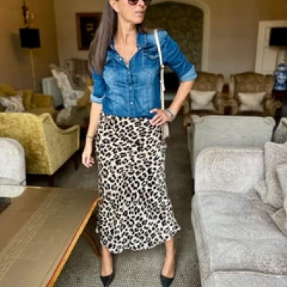NWT Law & Co Pure Animal Skirt in Leopard Size Large